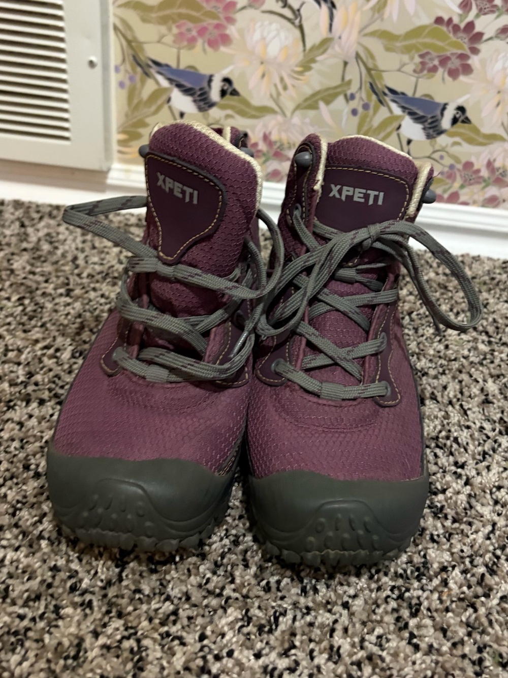 Women's Burgundy Lace-Up Waterproof Hiking Boots